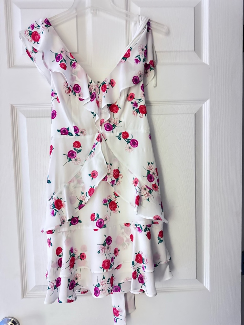 Express White Floral Ruffle Zip Dress Size 00